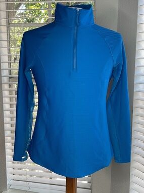 Chico's Bright Blue Half-Zip Long Sleeve Top